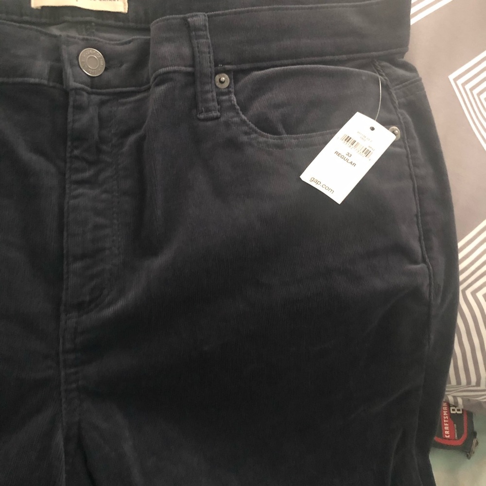 NWT NEW Gap True Skinny Cords Navy Gray 33 - Picture 2 of 4